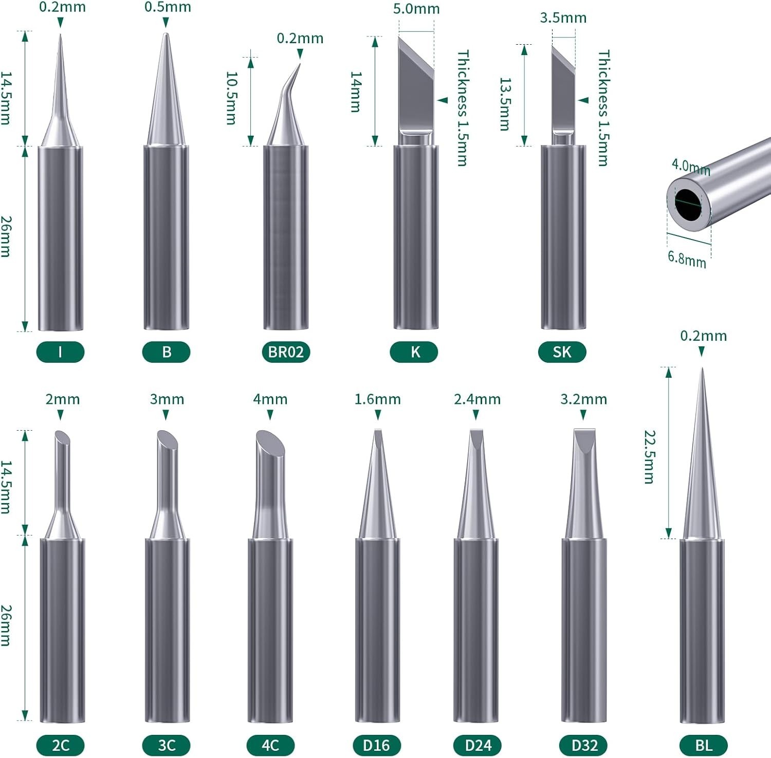 HANGLIFE T18 Soldering Iron Tips with Tip Holder for Hakko FX-888D FX-888 FX8…