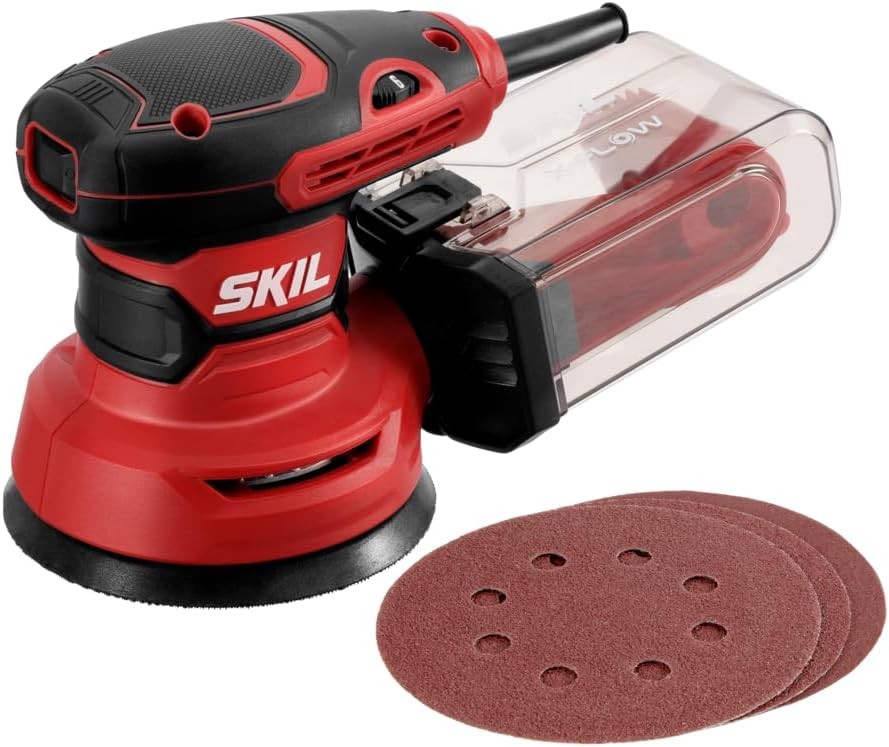 SKIL 5” Random Orbital Sander with Cyclonic Dust Box & 3pc Sanding Sheet – SR2