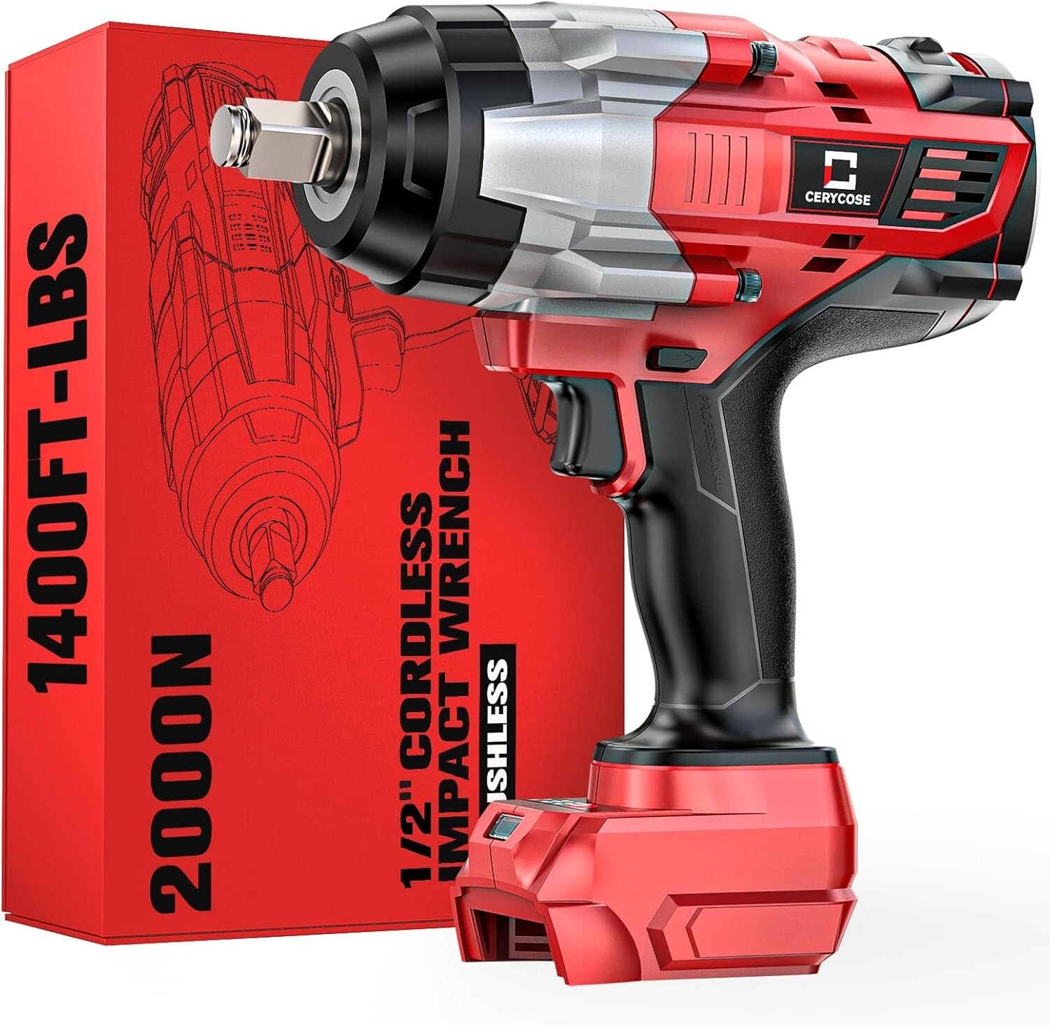 Llave de impacto inalámbrica de 1/2 pulgada para batería Milwaukee de 18 V: 1400