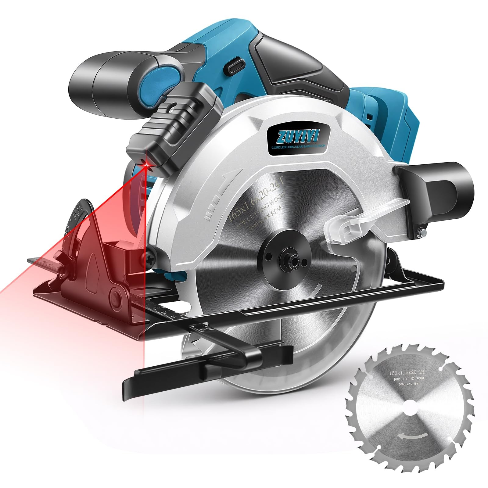 ZUYIYI Cordless Circular Saw 6-1/2&Prime; for Makita 18V Battery (Not Inclued), 450…