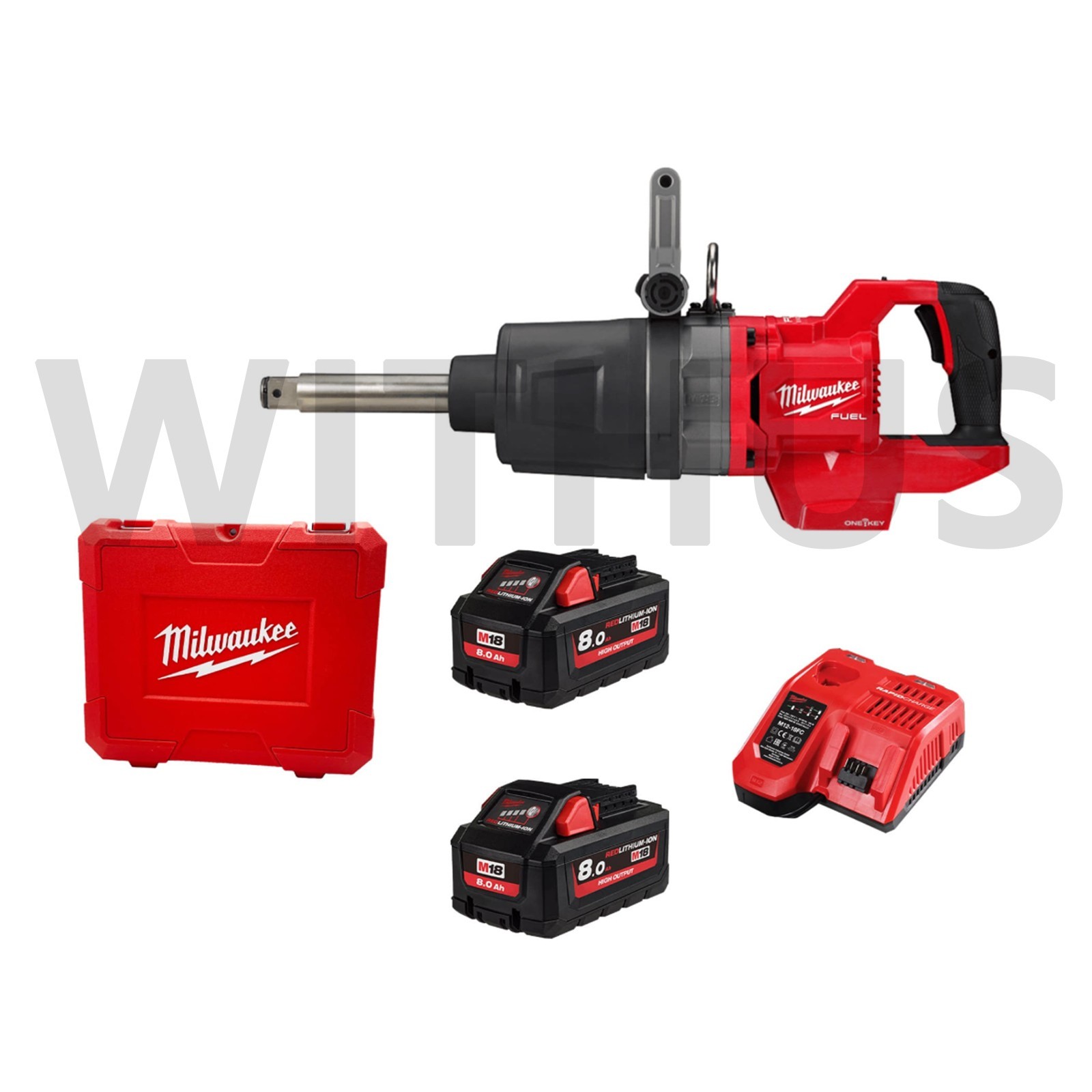 Milwaukee M18 ONEFHIWF1D-802C 1&Prime; High Torque Impact Wrench Kit 2×8.0Ah *