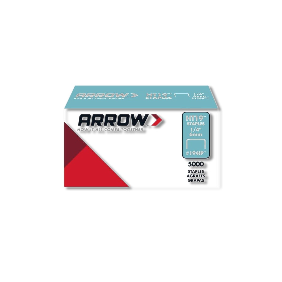 Arrow HT19 3/8 in X 1/4 in 18 Ga Flat Crown Staples 5000 pk 194IP