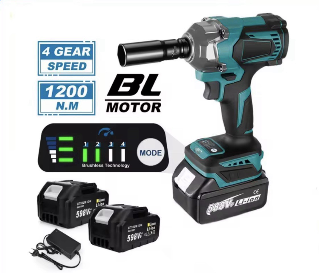 1200Nm Electric Pulse Screwdriver Compatible With Makita 18V Battery