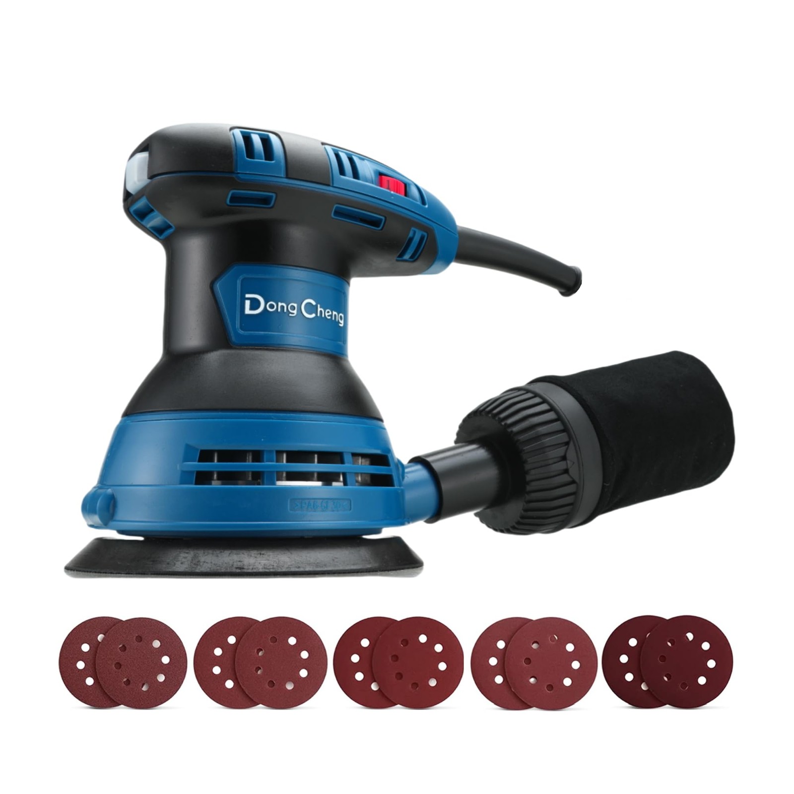 Dong Cheng 5-Inch Random Orbital Sander 3 Amp 12000OPM, 6 Variable Blue