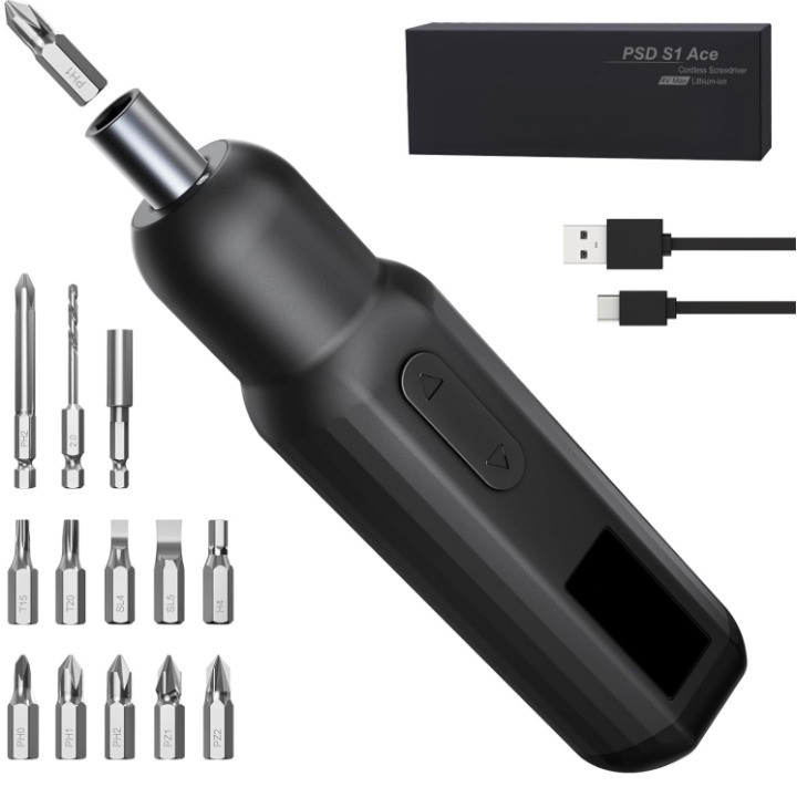 Destornillador Eléctrico Inalámbrico 4V 250RPM USB-C con 13 Puntas LED, Nuevo