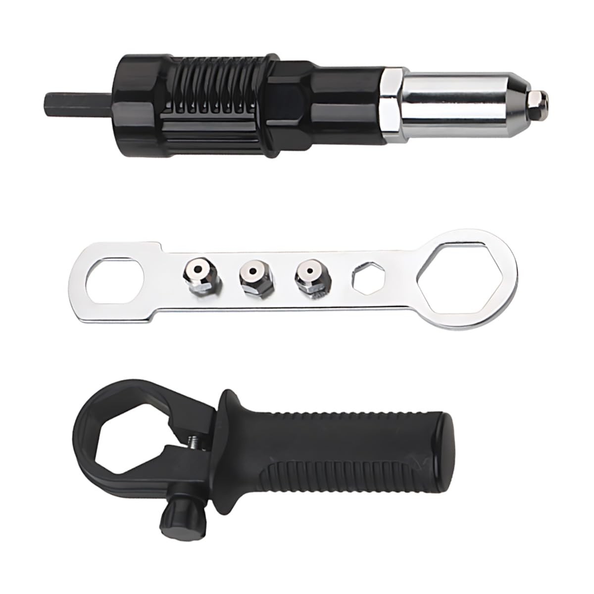 GAOLAOSY Pop Rivet Gun Adapter Kit, Cordless 6.59×0.35 inch, Silver&Black