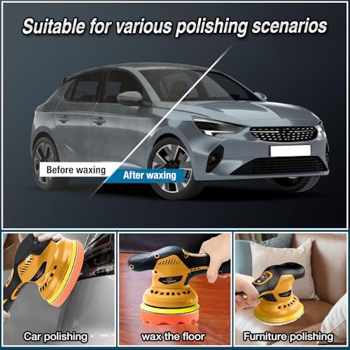 Cordless Buffer Polisher 6 inch with 8 discs for polishing, fits NO Batteries