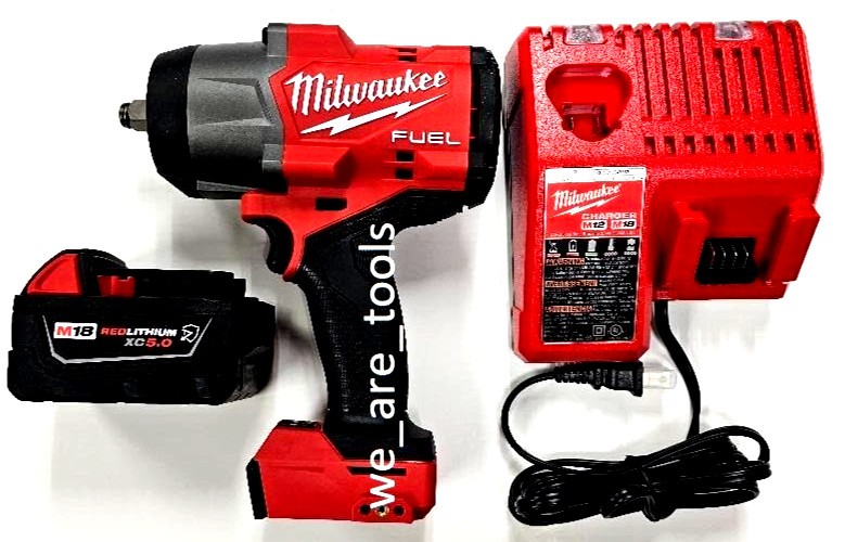 Milwaukee FUEL 2967-20 M18 1/2&Prime; Impact Wrench, 1) 5.0 Battery, Charger 1,600 lbs