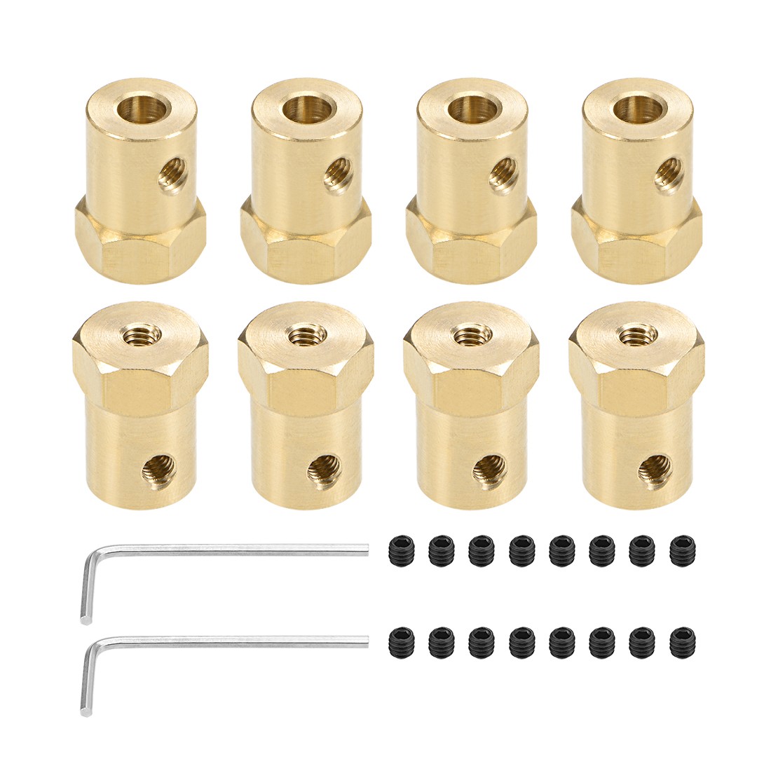 Hex Coupler 5mm Bore Motor Hex Brass Shaft Coupling Flexible Connectors 8pcs