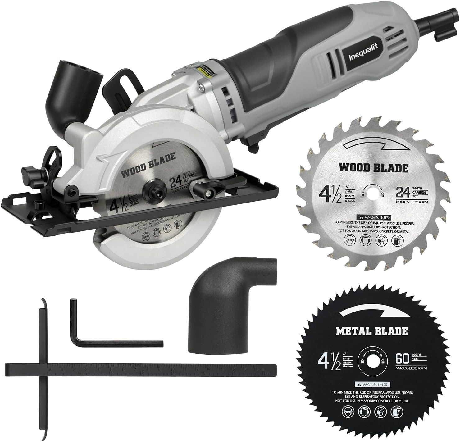 710W Mini Circular Saw, 5200RPM 6Amp Corded Compact Saw with 4-1/2&Prime; 24T TCT & 60