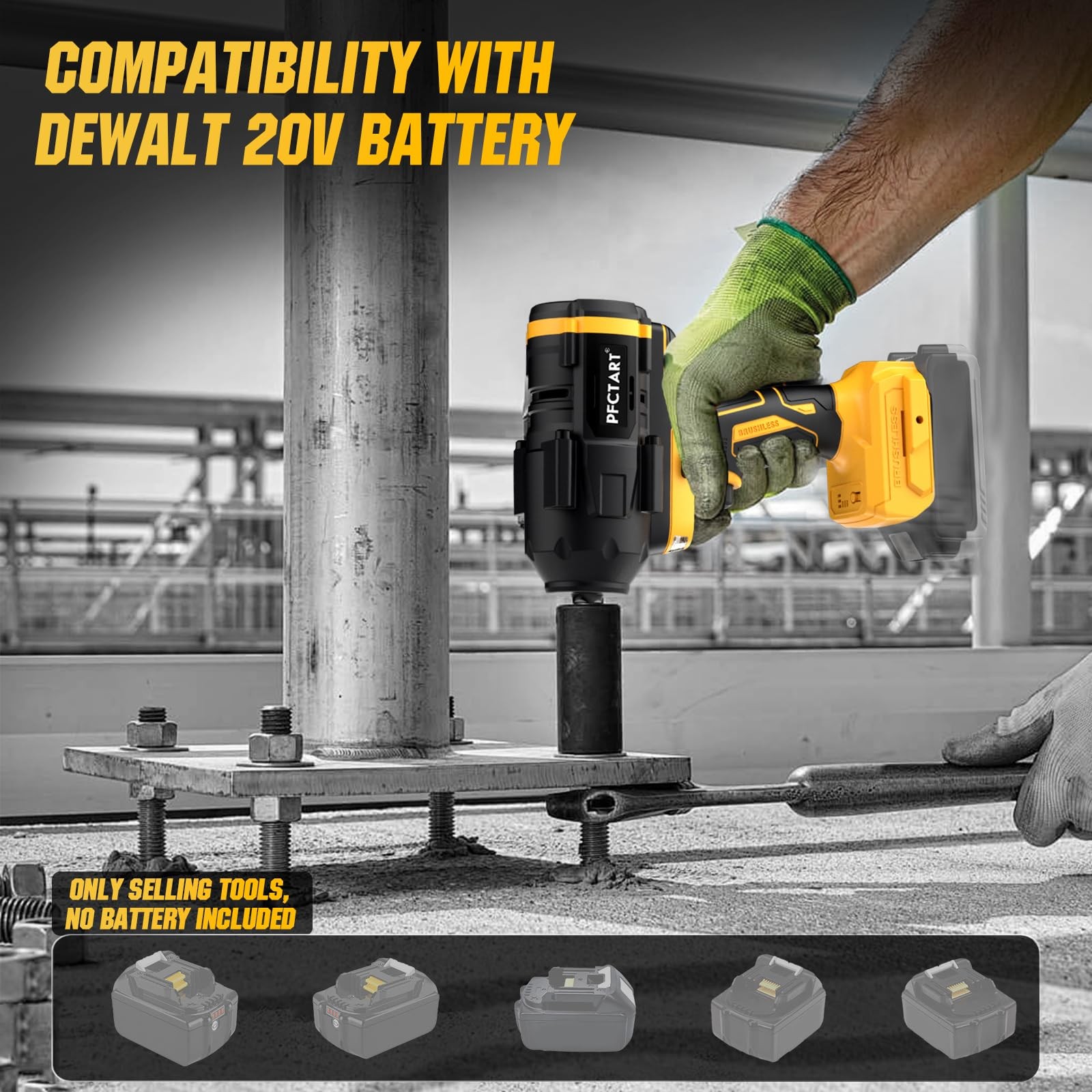 20V Brushless Cordless Impact Wrench 1/2&Prime;, 1250N.m (922Ft-Lbs) Max Torque, 33…