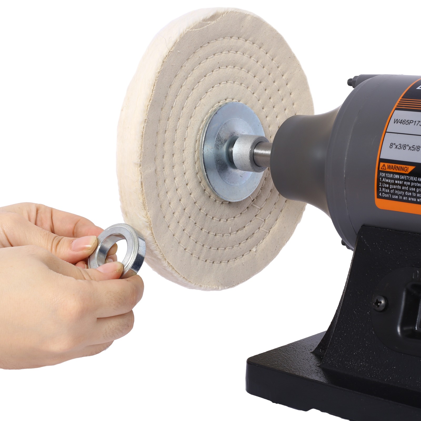 8 Inch Electric Bench Buffer Polisher Grinder 550W with 4 Buffing Wheels