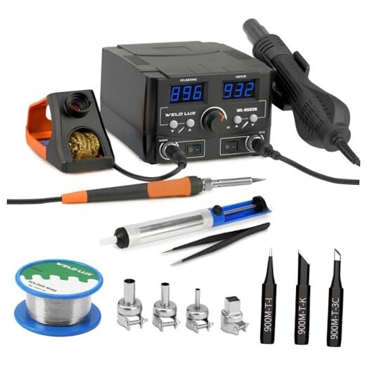 820W Digital Soldering Station Kit – 2 In 1 Hot Air Rework Upgraded Orange