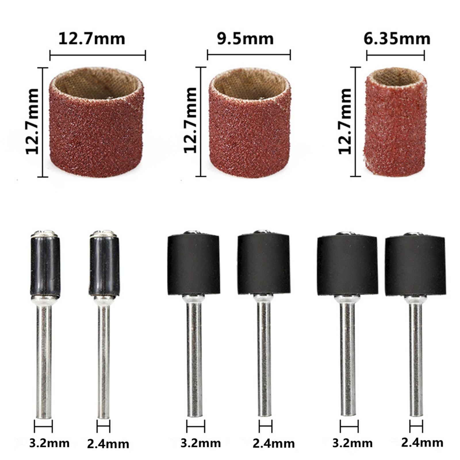 384Pcs Drum Sanding 80# 120# 240# 600# Grit Nail Drill Bit Assortment For Dremel
