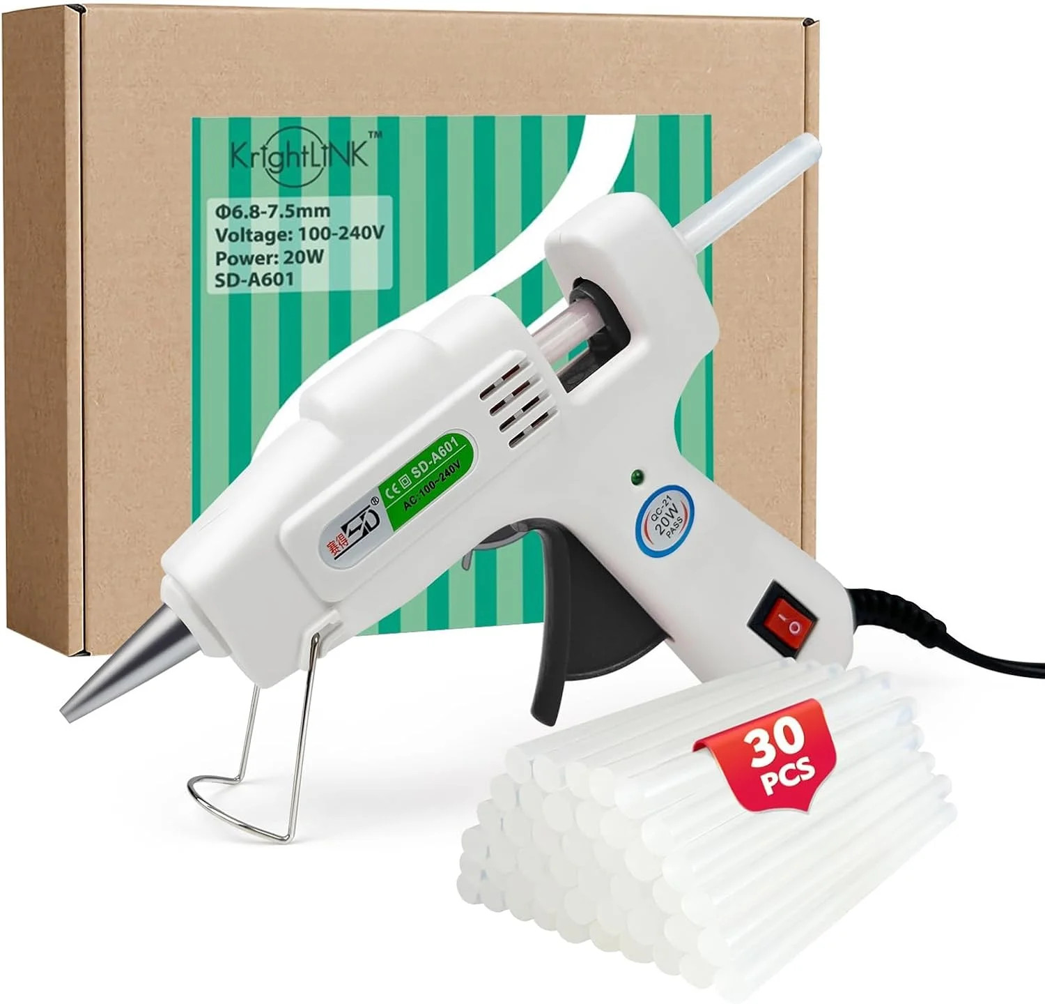 Krightlink Hot Glue Gun Kit with 30 Glue Sticks, Fast Preheating Hot Melt, High