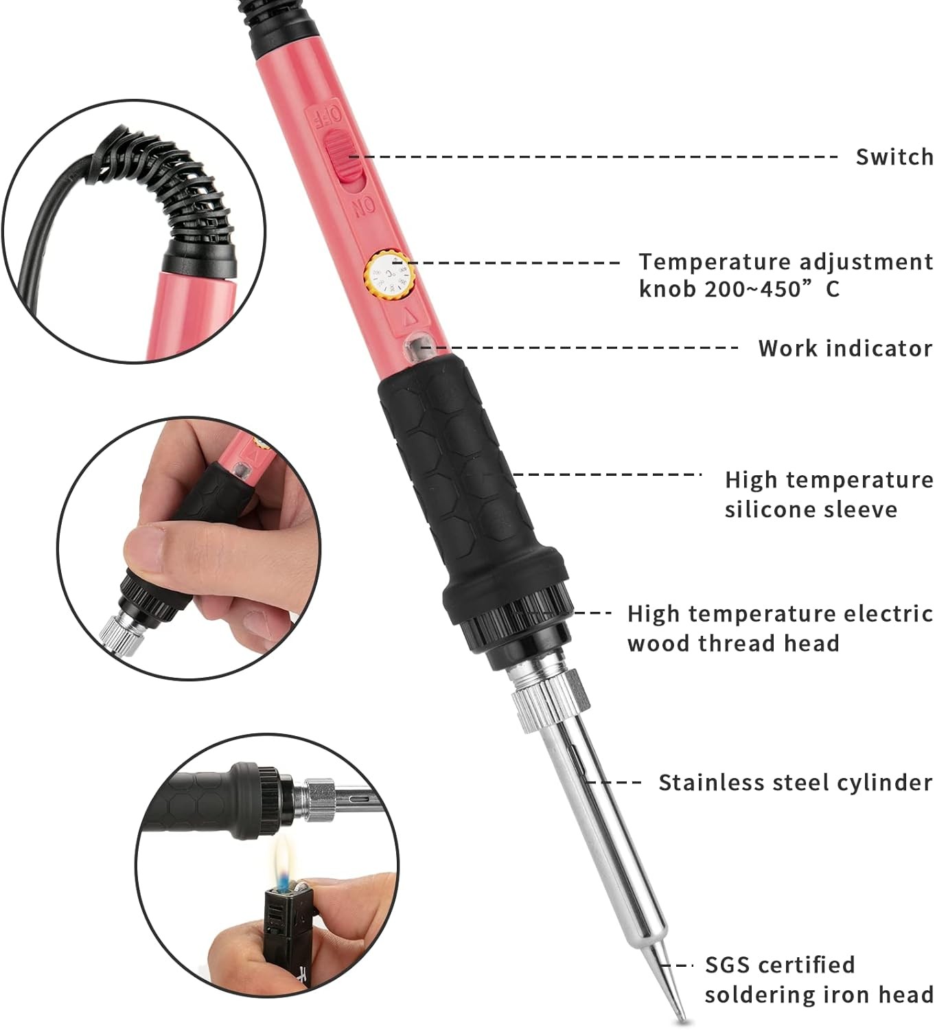 60W Soldering Iron Kit 10-in-1, Adjustable Temp, 5 Tips, Fast Heat Welding 110V