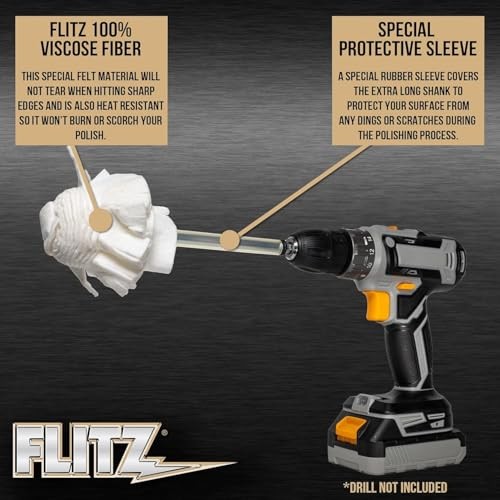 Buff Ball w/ 1.76oz Metal Polish Paste – 2in Drill Buffer Polisher 2-Inch