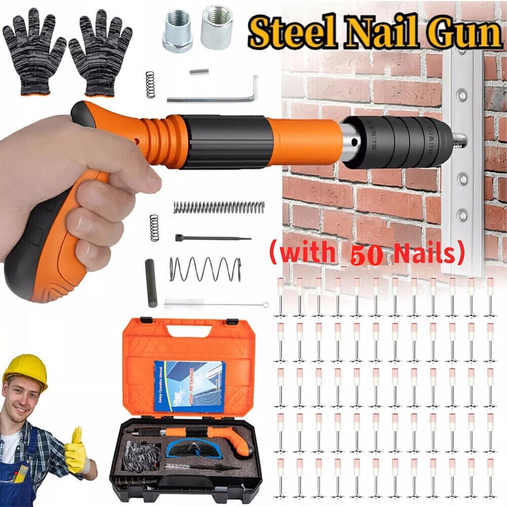 50PCS Round Nails Powerful Concrete Nail Gun Air Nailer Nail Wall Fastening Tool