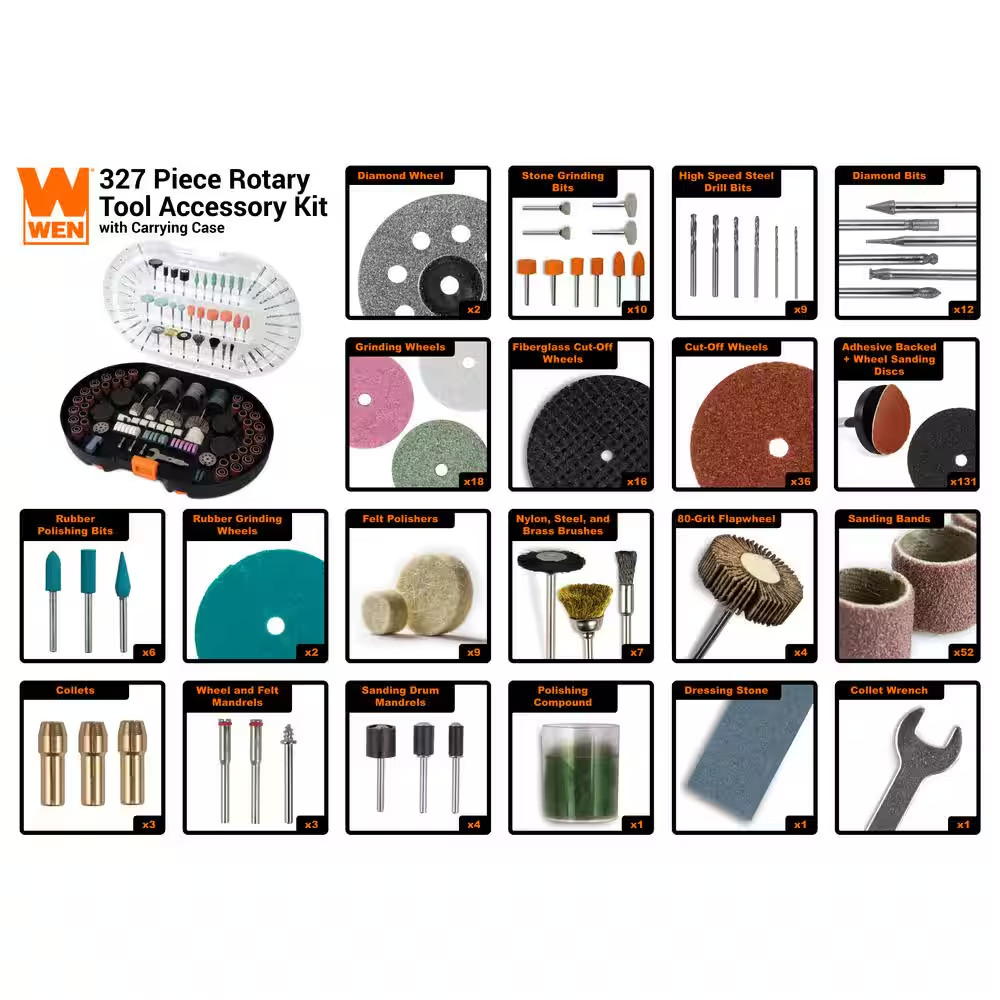 Rotary Tool Accessory Kit with Carrying Case (327-Piece) Free Shipping New