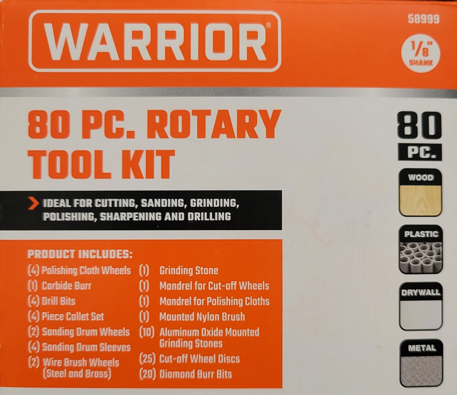 80 Pieces AC/DC Rotary Tool Kit Cut Drill Grind Glass Metal