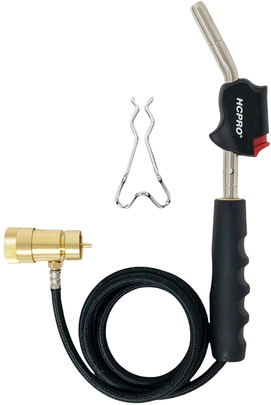 HCPRO HC-BZT5 MAPP Gas Torch Kit with 5ft Propane Hose Self-Igniting Swirl Fl…