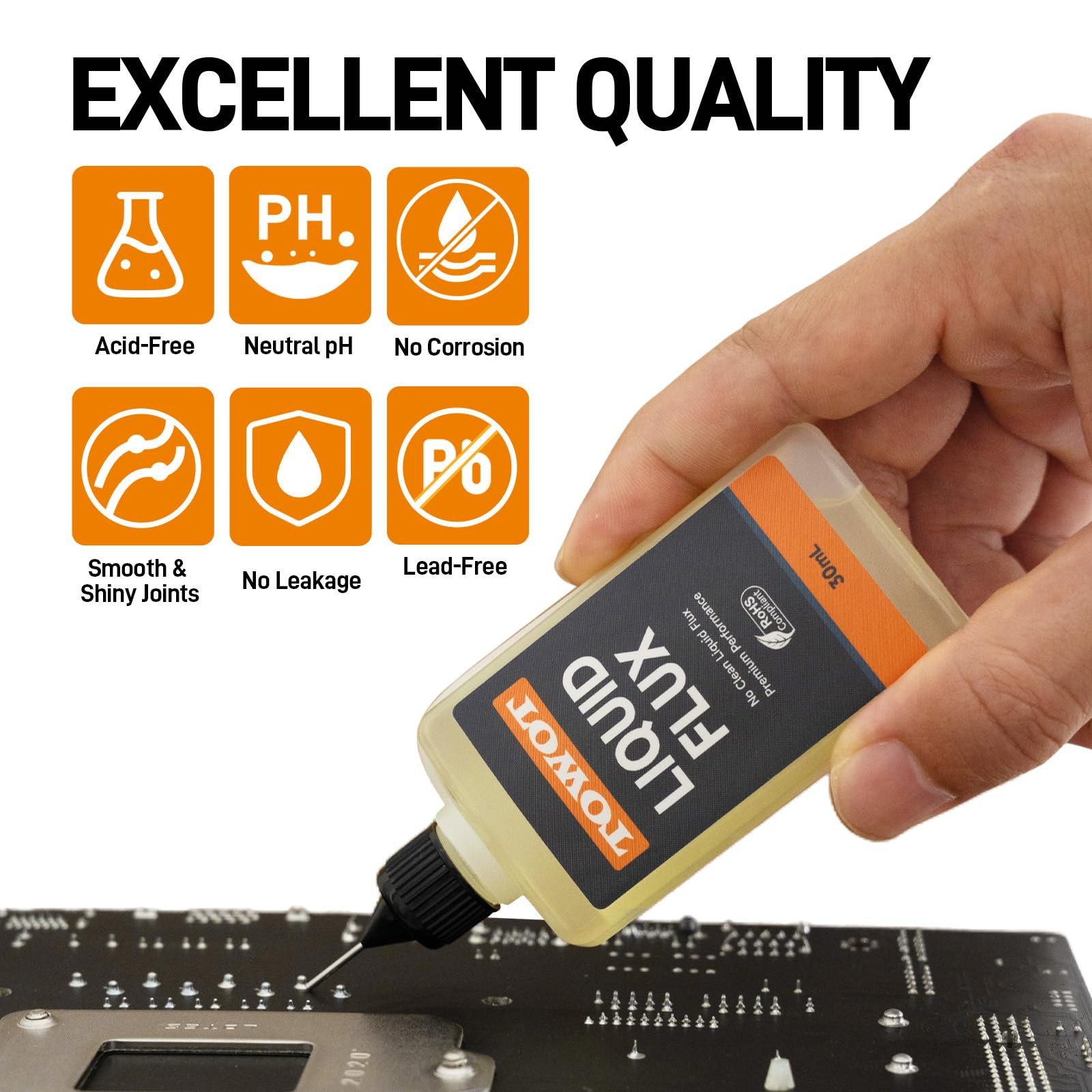 Liquid Solder Flux, 30ml No-Clean RMA Rosin Flux with Precision Dropper, Lead…