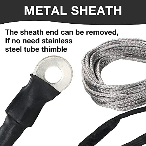1/4&Prime; Synthetic Winch Rope 50 ft 10,000 lb UHMWPE 1/4 In x 50 Ft Standard Gray