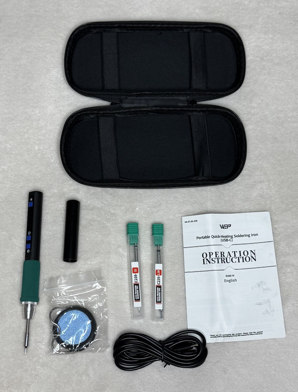 WEP 928D-IV 60W 20V Portable USB-C Powered Quick-Heating Soldering Iron Kit