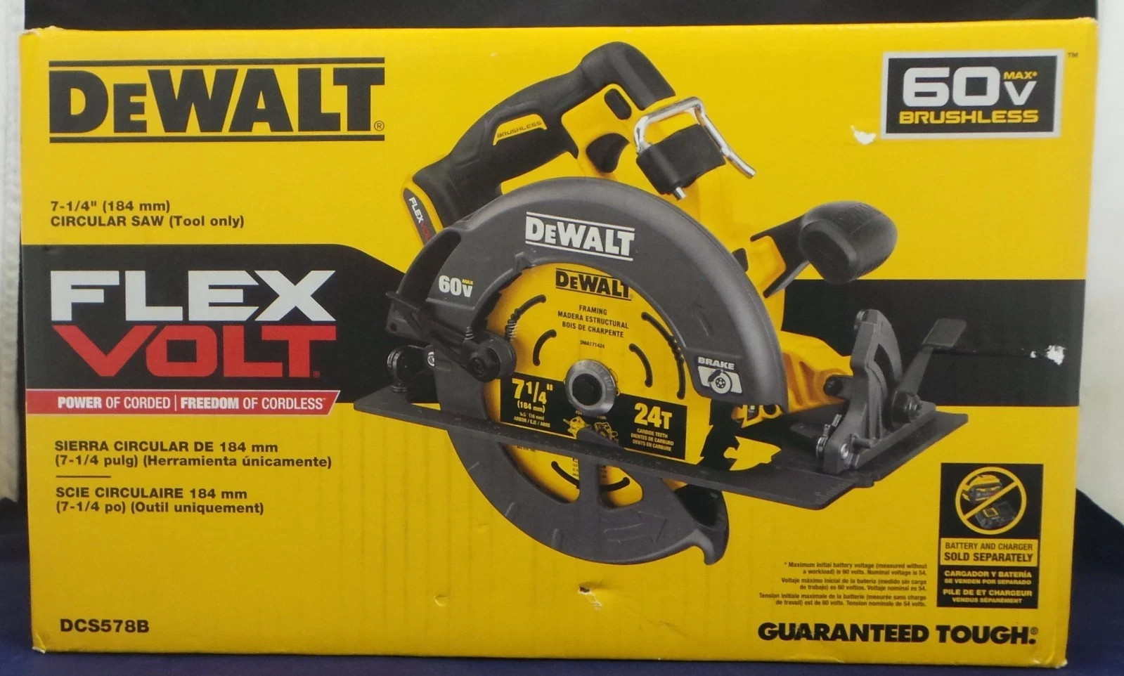 DEWALT DCS578B FLEXVOLT 60V Brushless 7-1/4in Circular Saw Tool Only BRAND NEW
