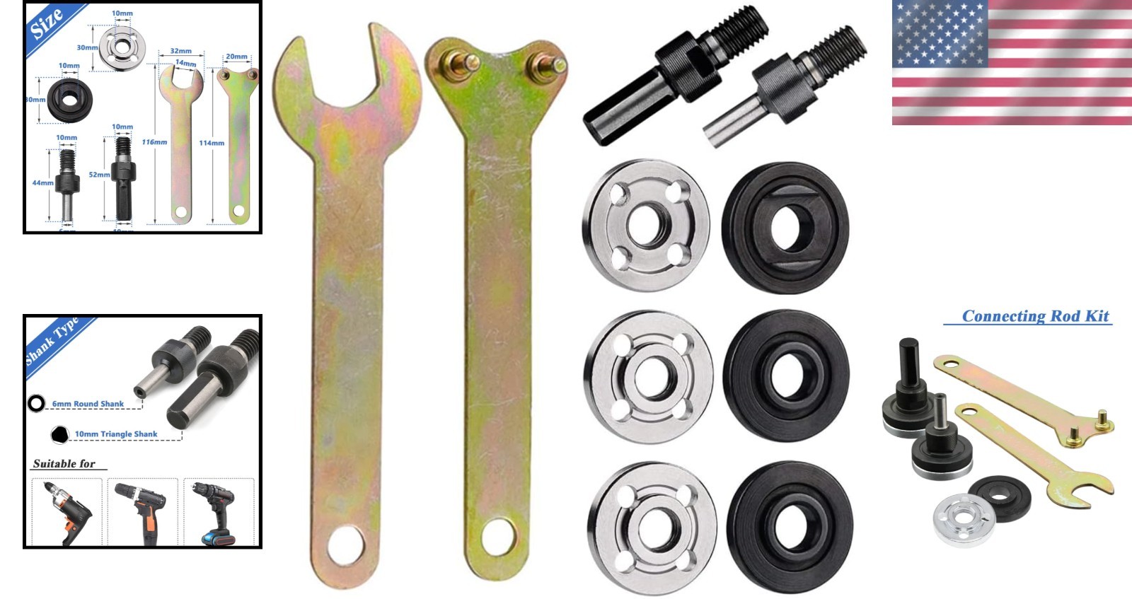 6 in 1 Electric Drill Conversion Angle Grinder Adapter Connecting Rod Kit, 6m…