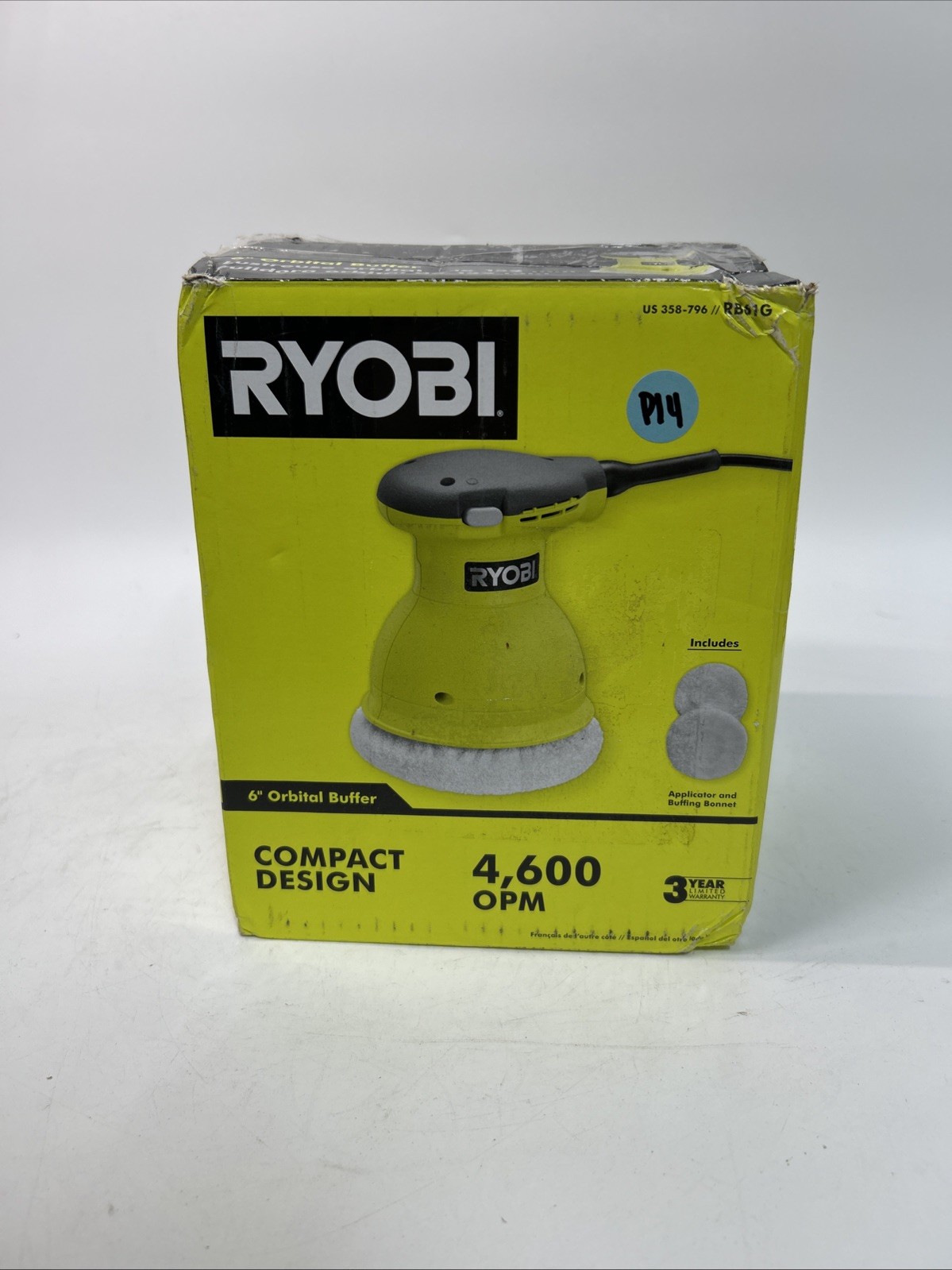 Ryobi 6&Prime; 120V Corded Orbital Buffer – Green P14