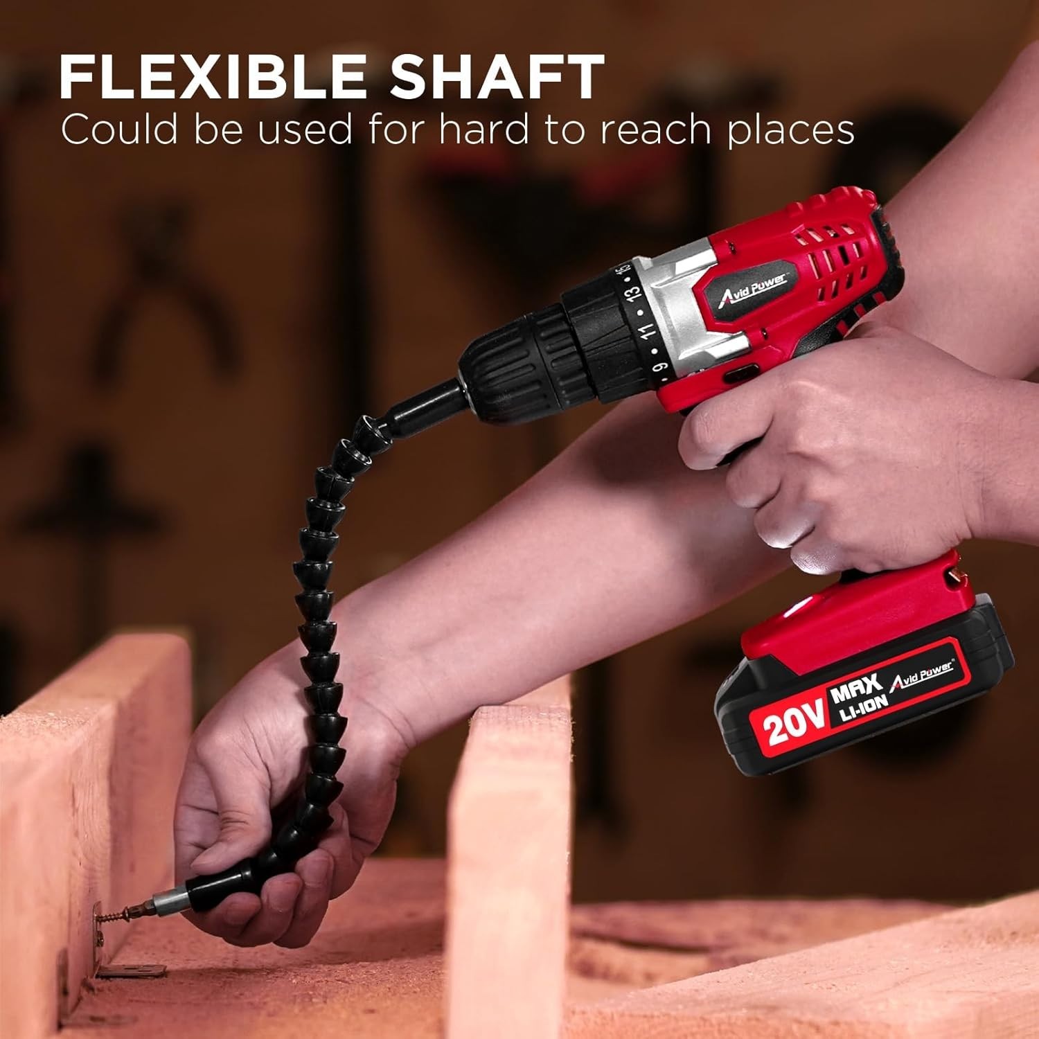 Compact 20V Cordless Drill with 22 Accessories & LED Light for Home Projects