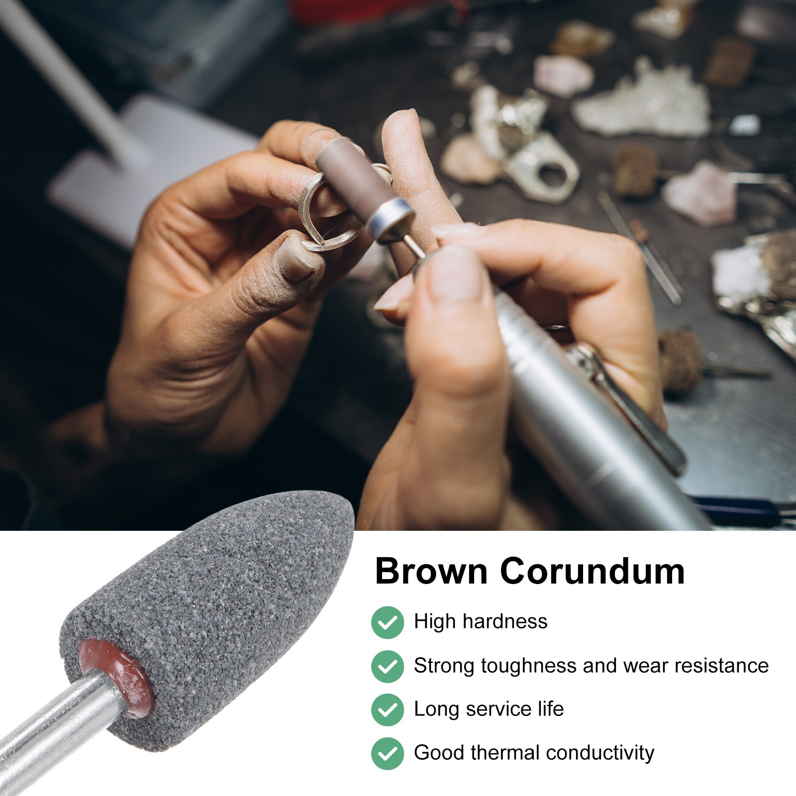 Grinding mounted stones 3 pieces, 20mm diameter, grey tip