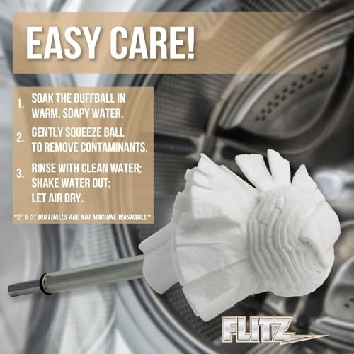 Buff Ball w/ 1.76oz Metal Polish Paste – 2in Drill Buffer Polisher 2-Inch
