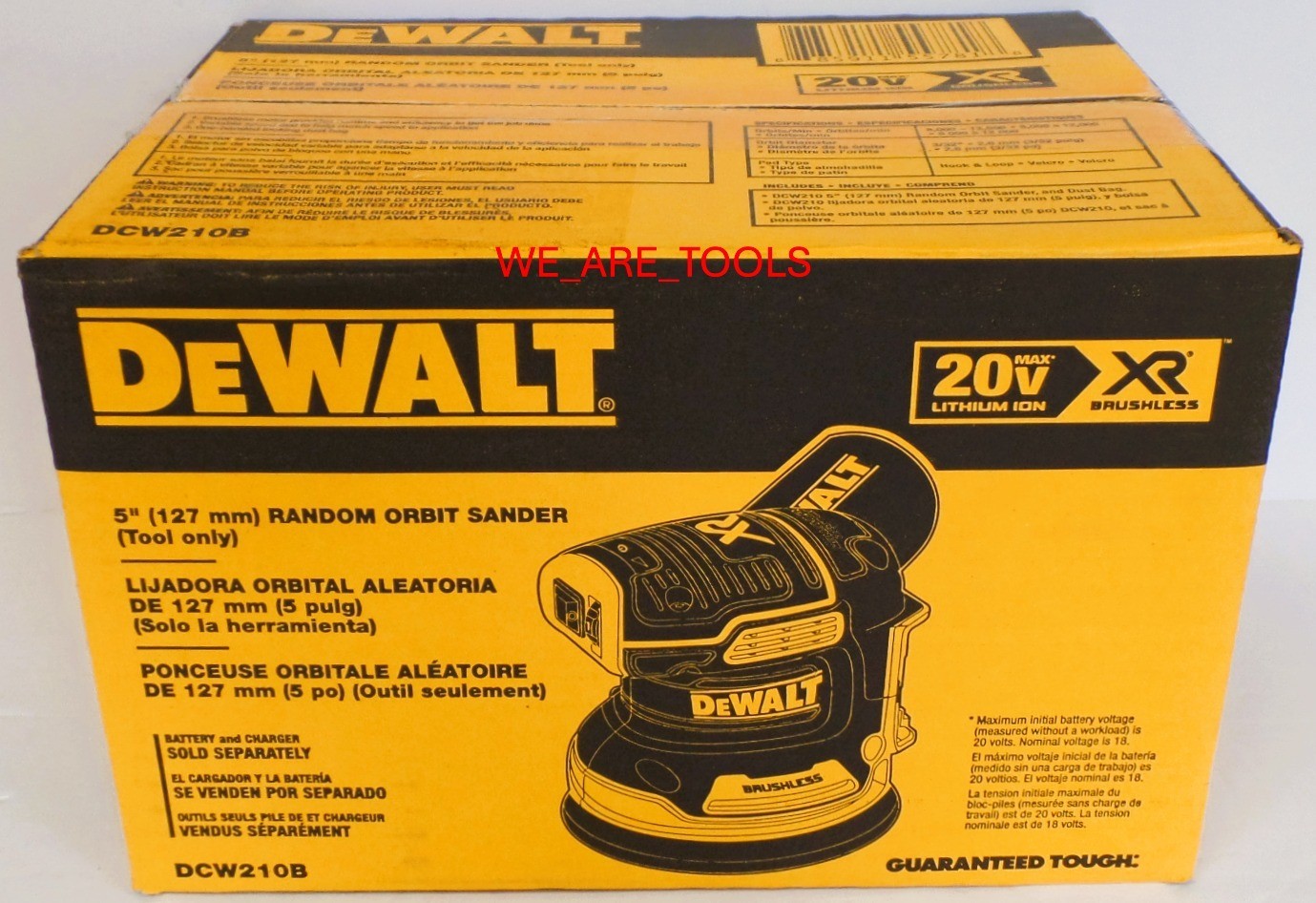DeWalt DCW210B 20V MAX Cordless 5&Prime; Variable Orbital Sander Brushless 20 Volt