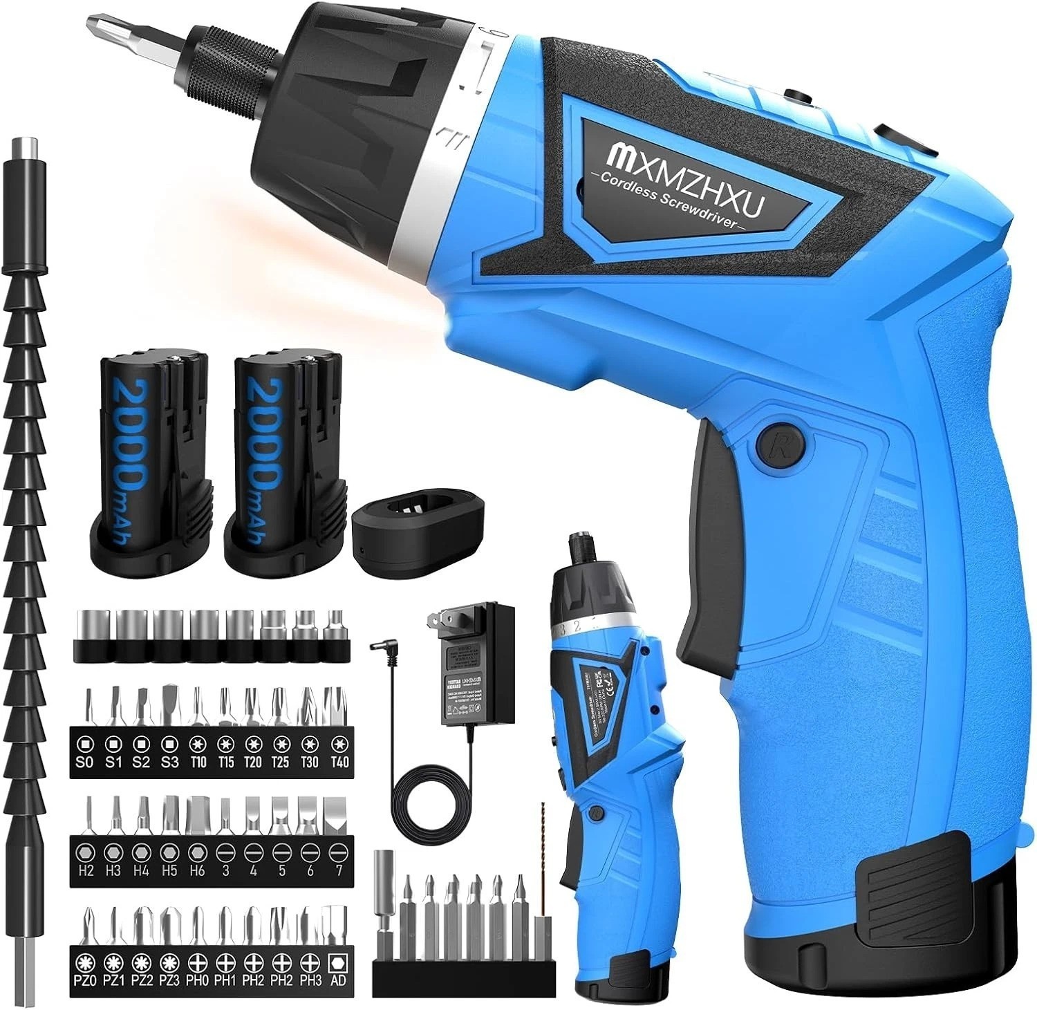 Professional Grade Cordless Screwdriver with Dual Grip & Rechargeable Batteries