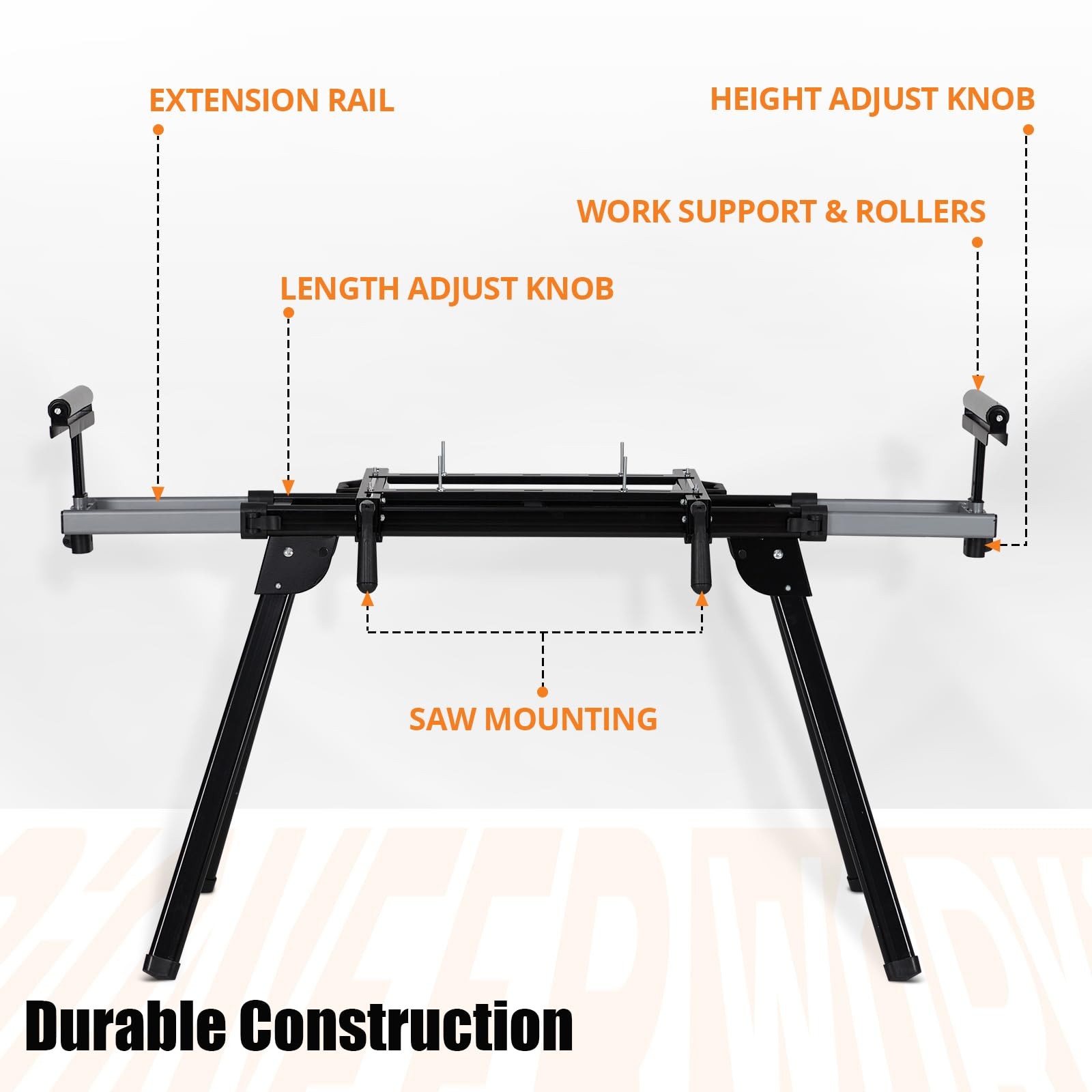 Portable Folding Miter Saw Stand Heavy Duty w/ 76-4/5 » Max Sliding Rail 440 LBS