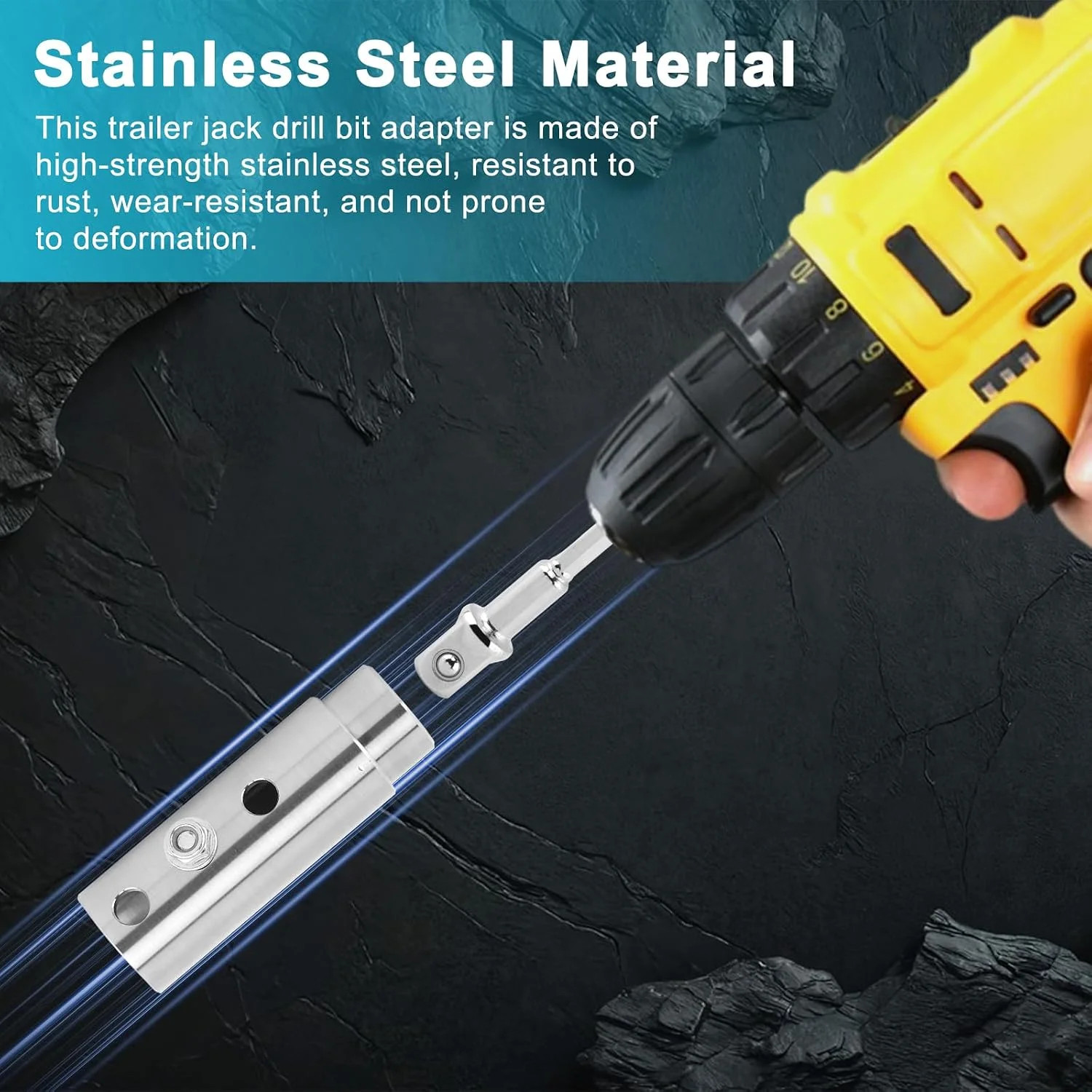 Trailer Jack Drill Adapter, Compatible with 1 » Jack Drive Shaft, Handle Cordles
