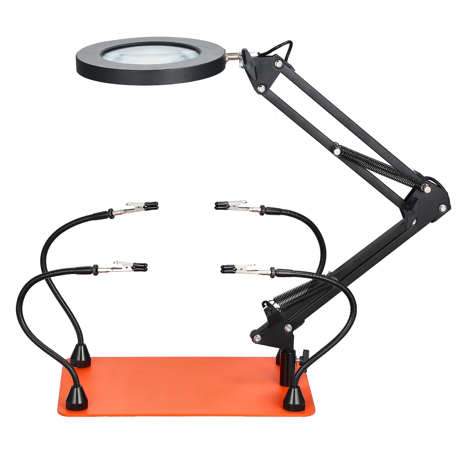 Magnetic Helping Hands Soldering Station 3X LED Magnifying Lamp 4 Arms