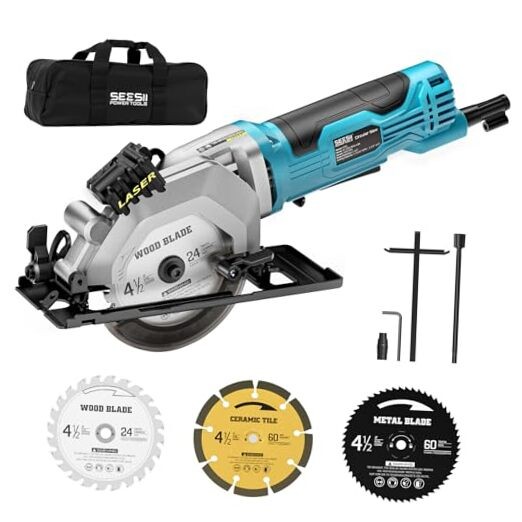 Mini Circular Saw with Laser Guide,4.8A 4000 RPM Compact Corded 4-1/2&Prime; corded