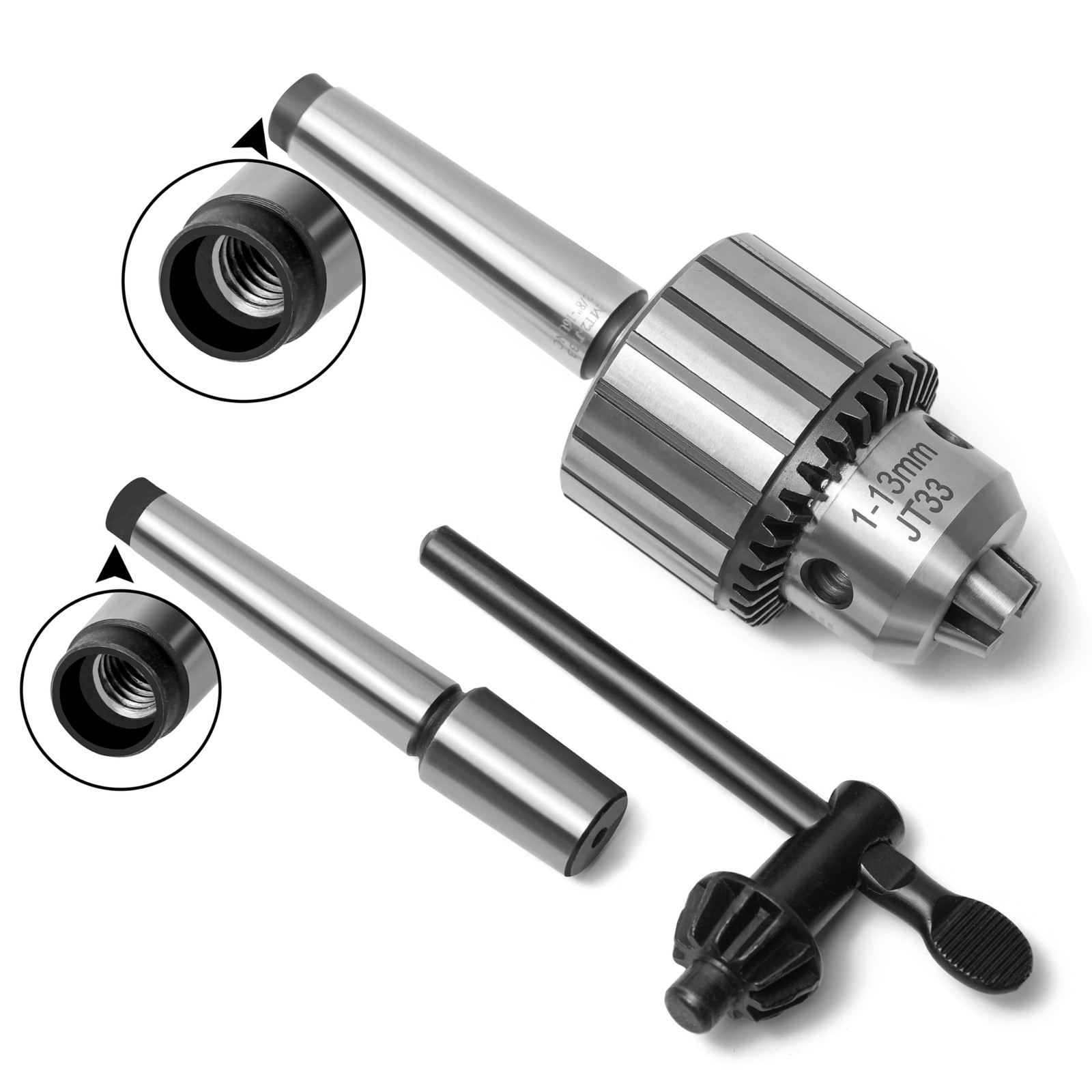 1/2-Inch Key Drill Chuck with one JT33-MT2 Taper Arbor Inner Thread 3/8&Prime;X16TP…