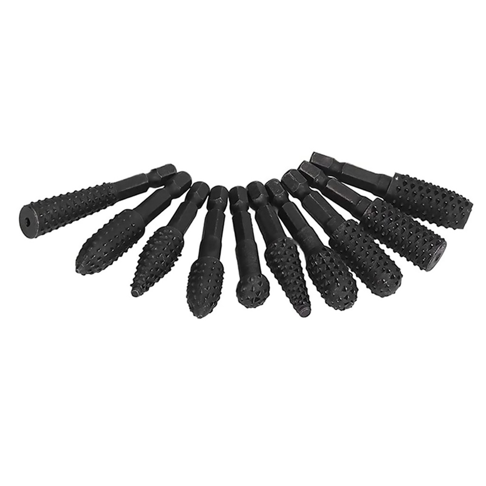 10pcs Rotary Burr Set Wood Carving Bits 6.35mm 1/4 Shank Rotary Rasp Elec
