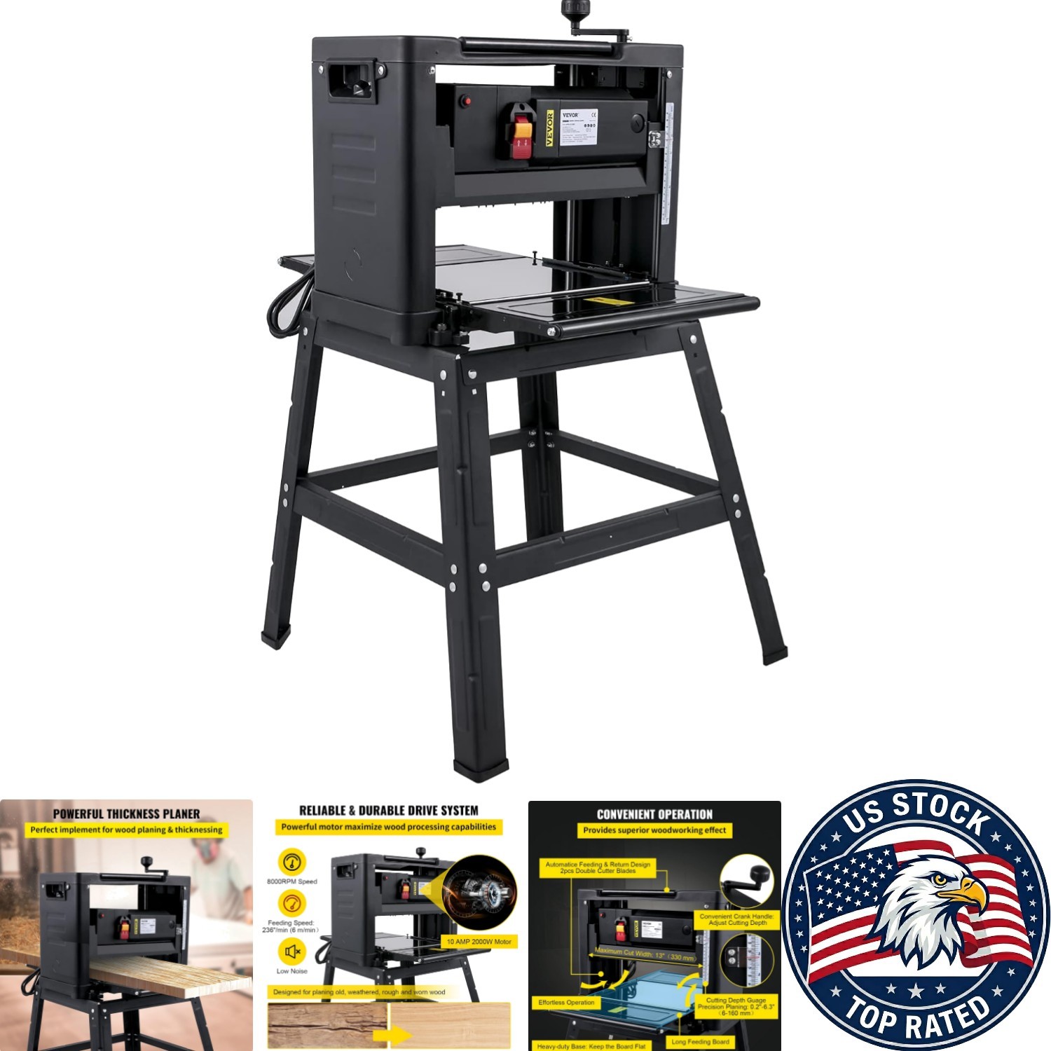 Robust 13-Inch Benchtop Planer for Professional Woodworking Efficiency – 2000W