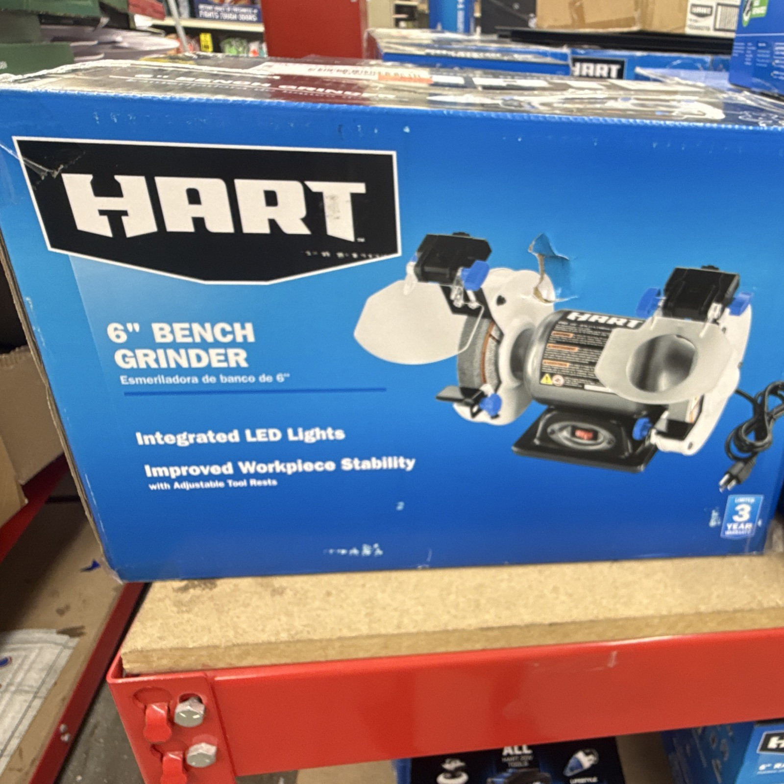 HART 6 in Bench Grinder, Corded Electric, 6&Prime; Disc, Blue/Gray
