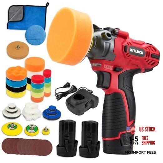 Cordless Buffer Polisher, 12V Mini Wax Buffer & Sander with 2 X 2.5Ah Battery