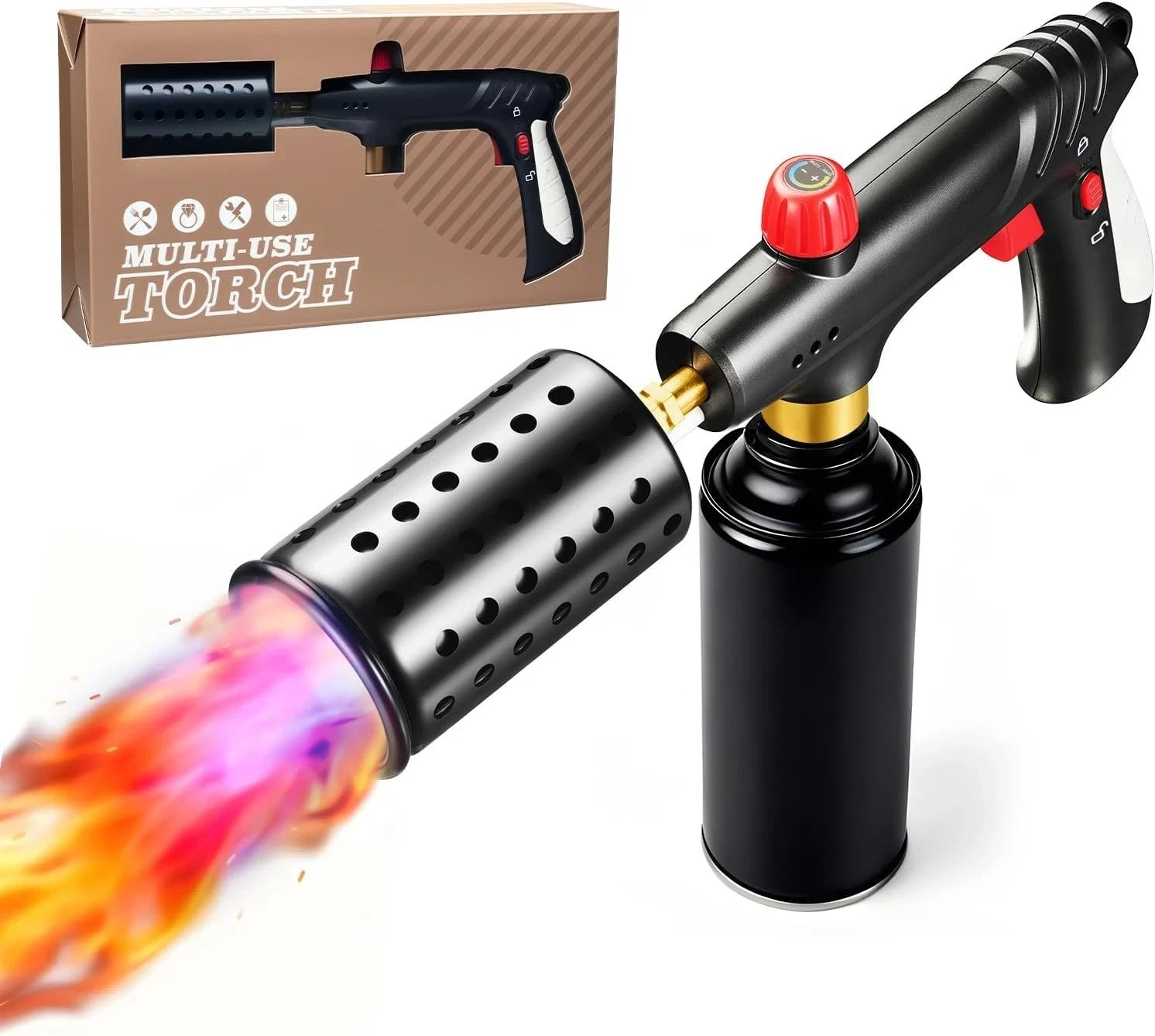 Muphop Powerful Propane Torch Gun, Flamethrower Gun with Adjustable Flame, Bl…