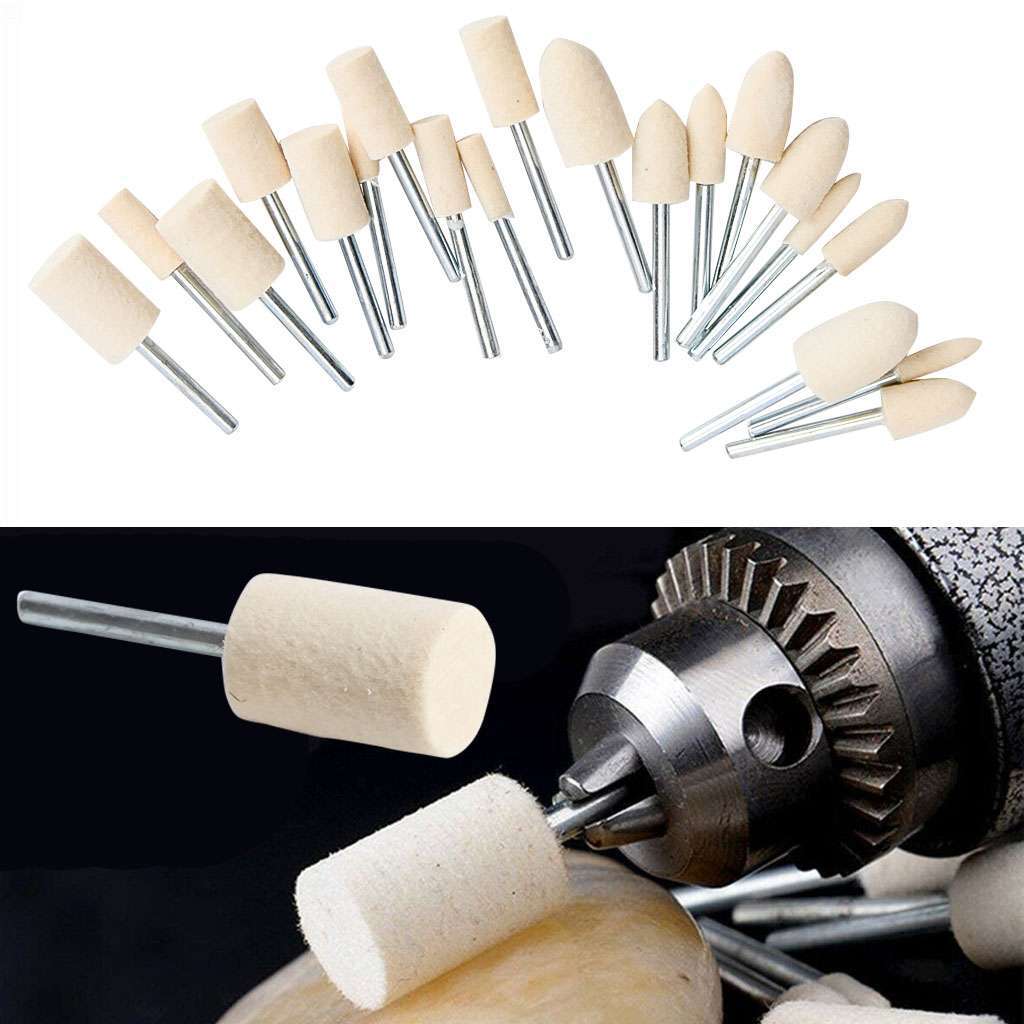 20x Felt Polishing Buffing Pad Wheel Wool Plastic Rotary Tool Kit Set for Dremel