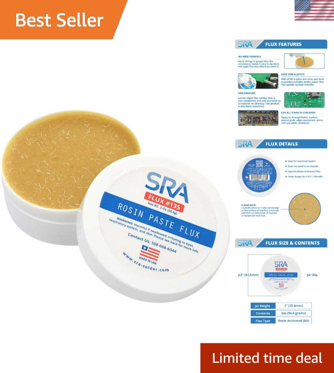 2oz SRA Rosin Flux for Electronics – Clean, Easy Application & Superior Control