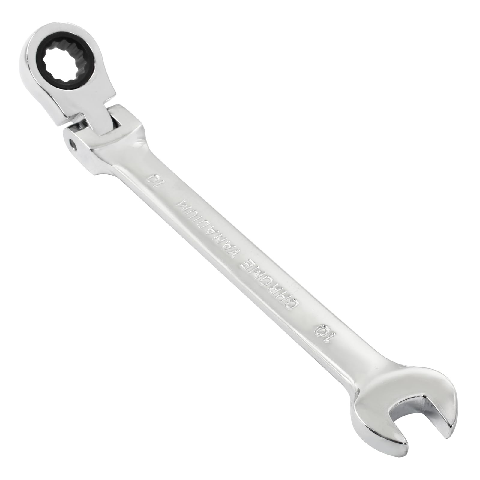 Piutouyar 10mm Flex-Head Ratcheting Wrench, 5°Movement & 72 Teeth 12 Point