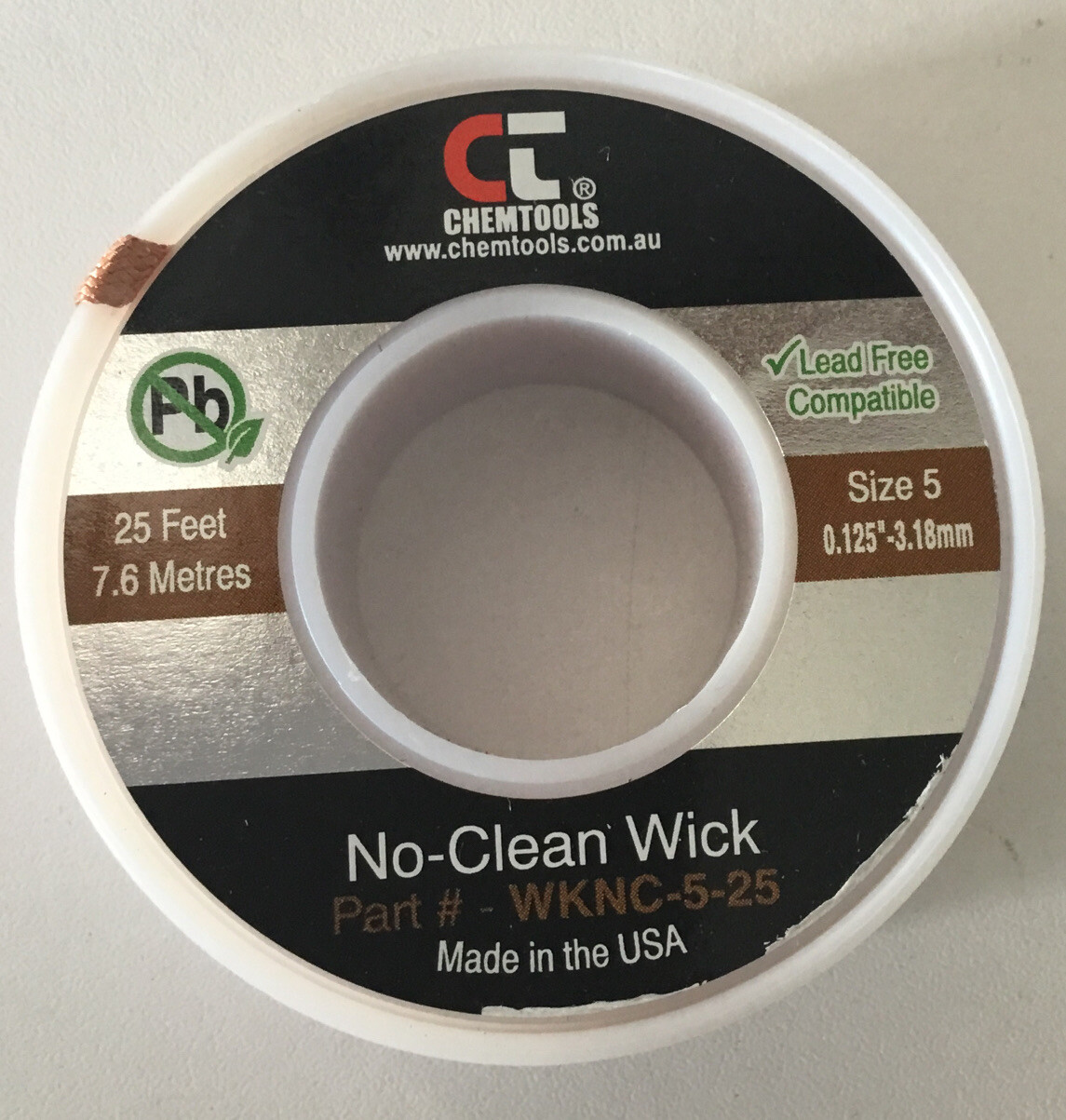3.0MM X 7.5M SODER WICK BRAID CHEMTOOLS #5 BROWN WKNC-5-25 25 Feet